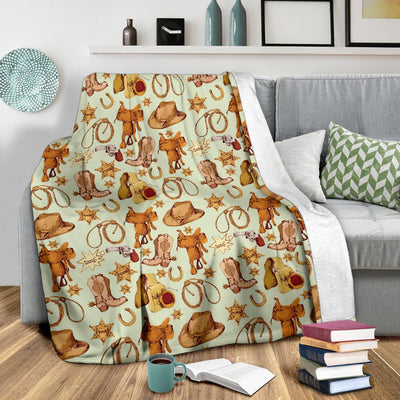 Western Cowboy Design Pattern Fleece Blanket