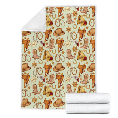 Western Cowboy Design Pattern Fleece Blanket