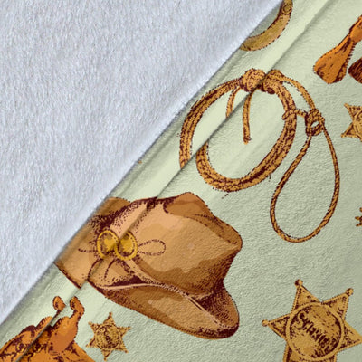 Western Cowboy Design Pattern Fleece Blanket