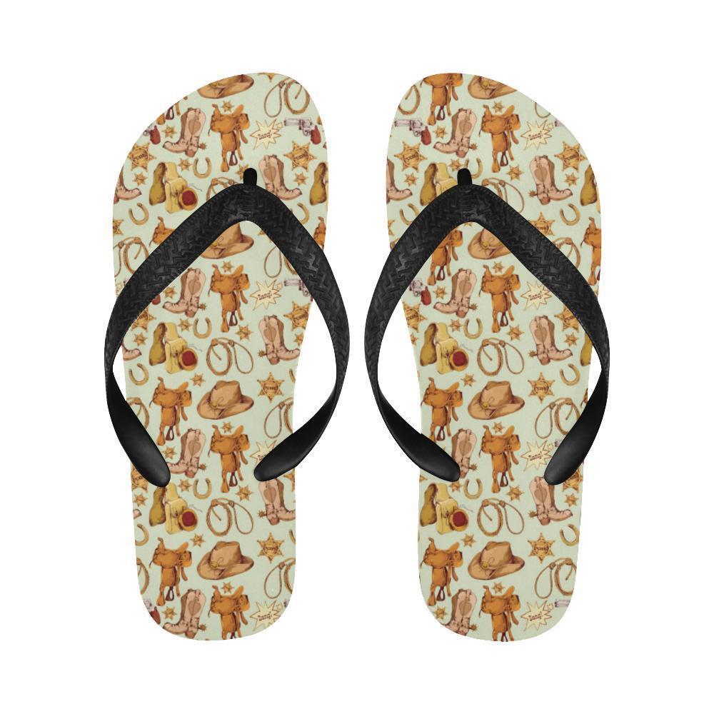 Western Cowboy Design Pattern Flip Flops-JTAMIGO.COM