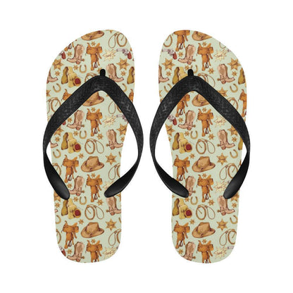 Western Cowboy Design Pattern Flip Flops-JTAMIGO.COM