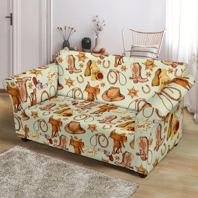 Western Cowboy Design Pattern Loveseat Slipcover-JTAMIGO.COM