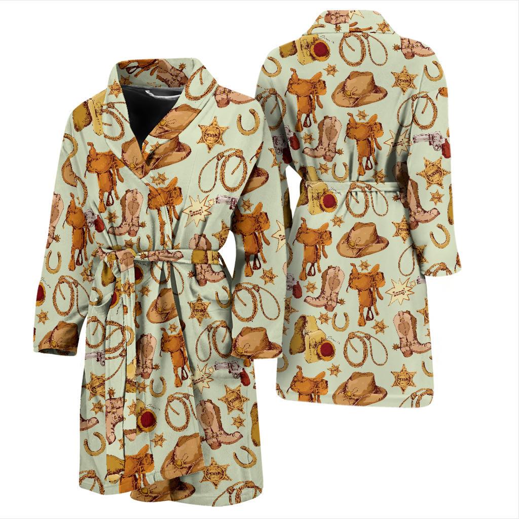 Western Cowboy Design Pattern Men Bath Robe-JTAMIGO.COM