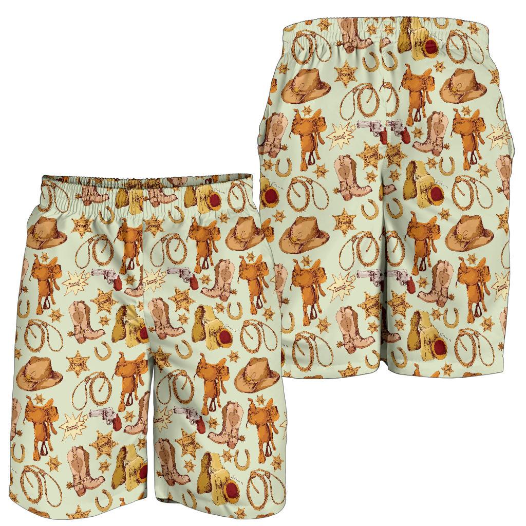 Western Cowboy Design Pattern Mens Shorts-JTAMIGO.COM
