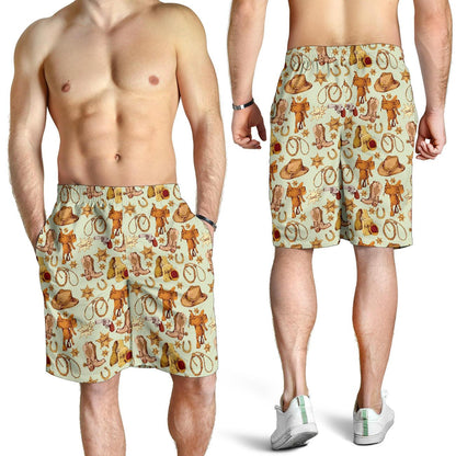 Western Cowboy Design Pattern Mens Shorts-JTAMIGO.COM