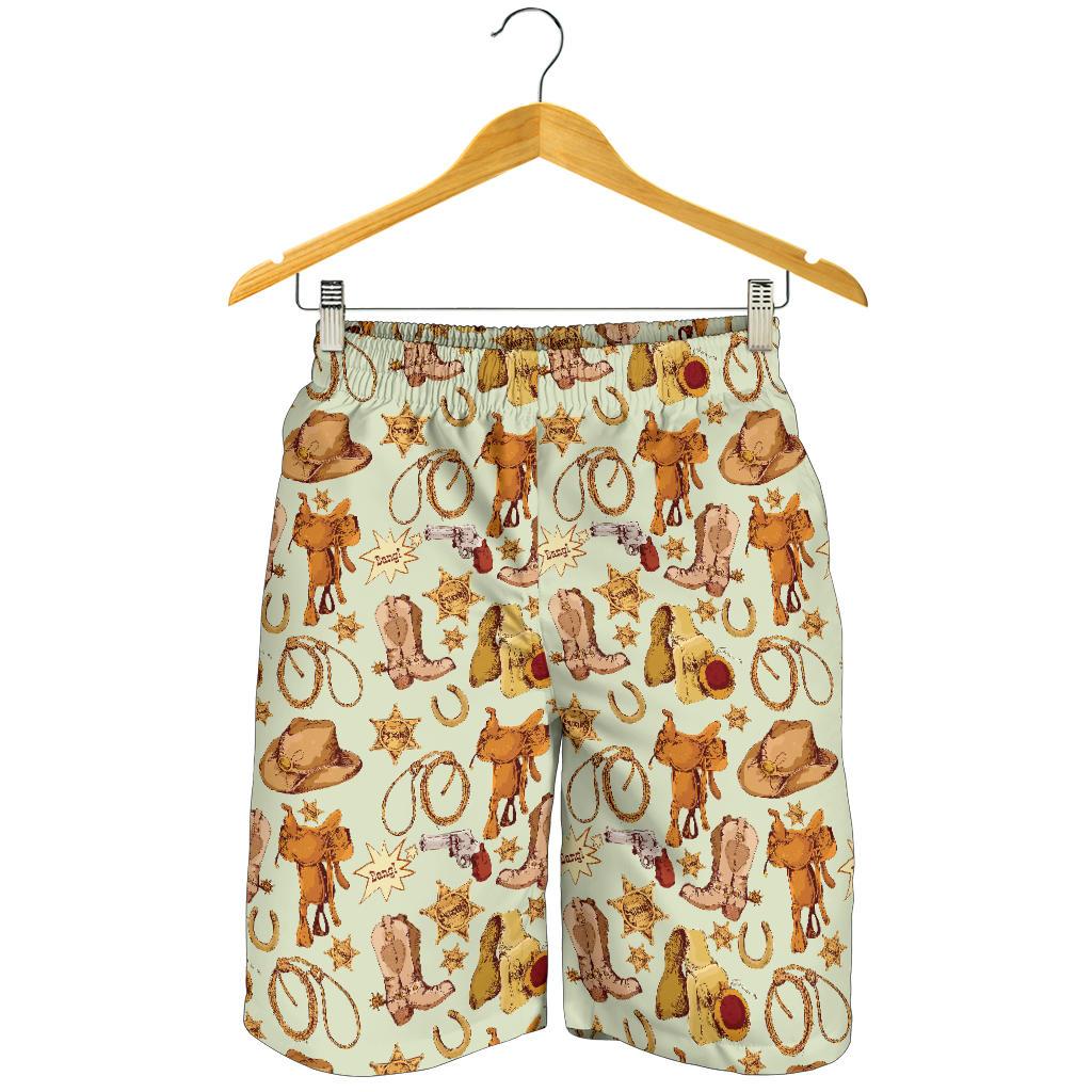 Western Cowboy Design Pattern Mens Shorts-JTAMIGO.COM