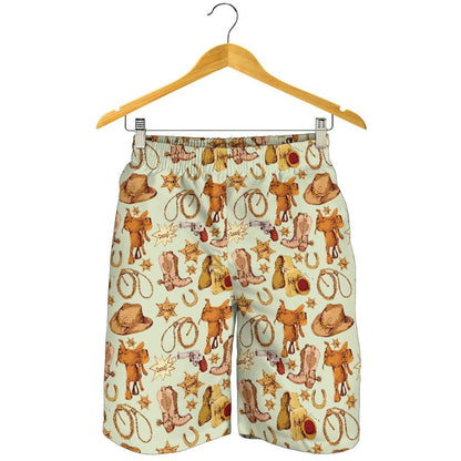 Western Cowboy Design Pattern Mens Shorts-JTAMIGO.COM