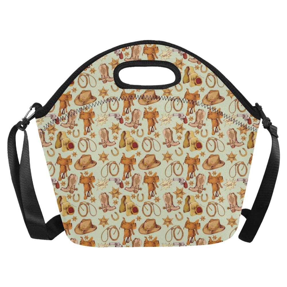 Western Cowboy Design Pattern Neoprene Lunch Bag (Model 1669)(Large)-JTAMIGO.COM