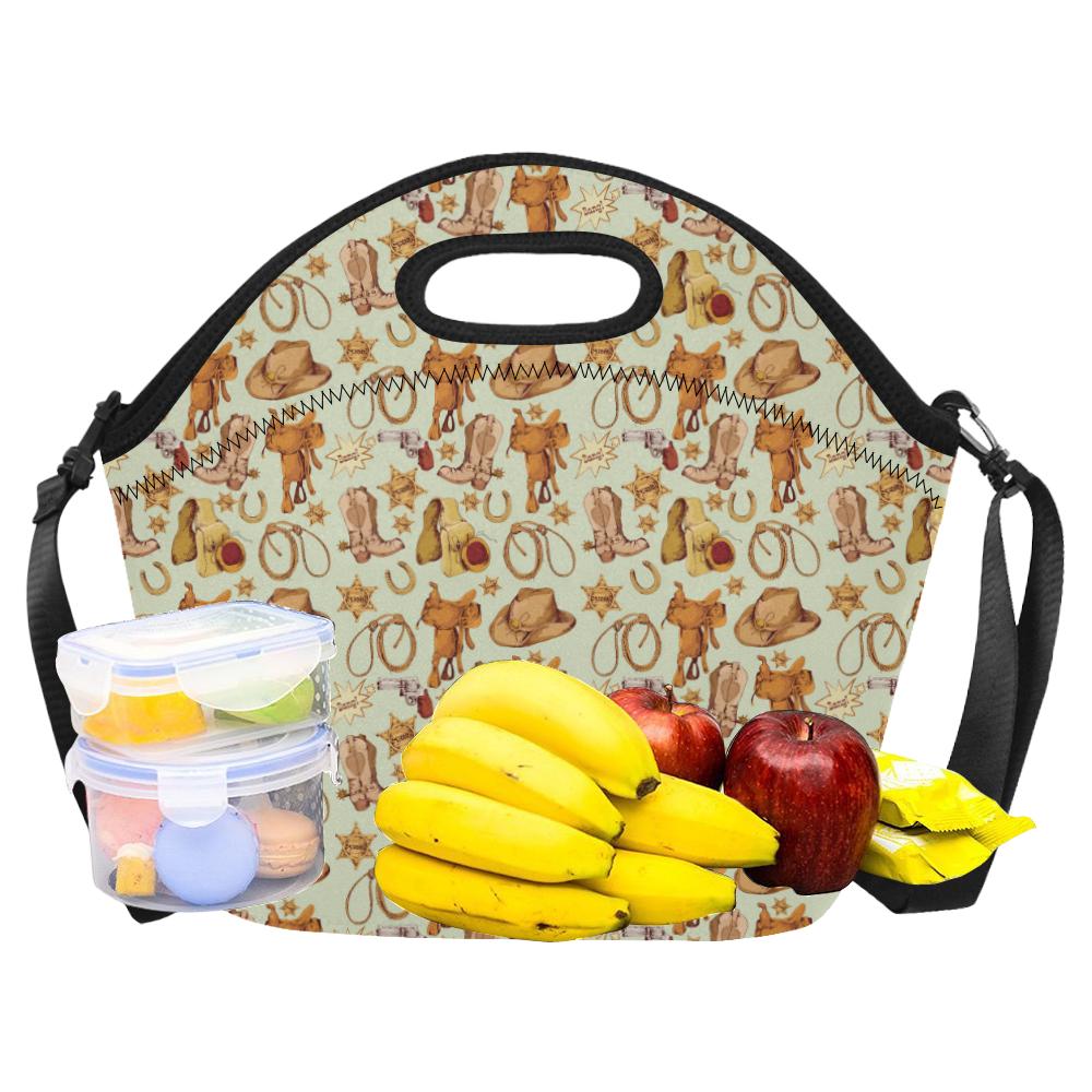 Western Cowboy Design Pattern Neoprene Lunch Bag (Model 1669)(Large)-JTAMIGO.COM
