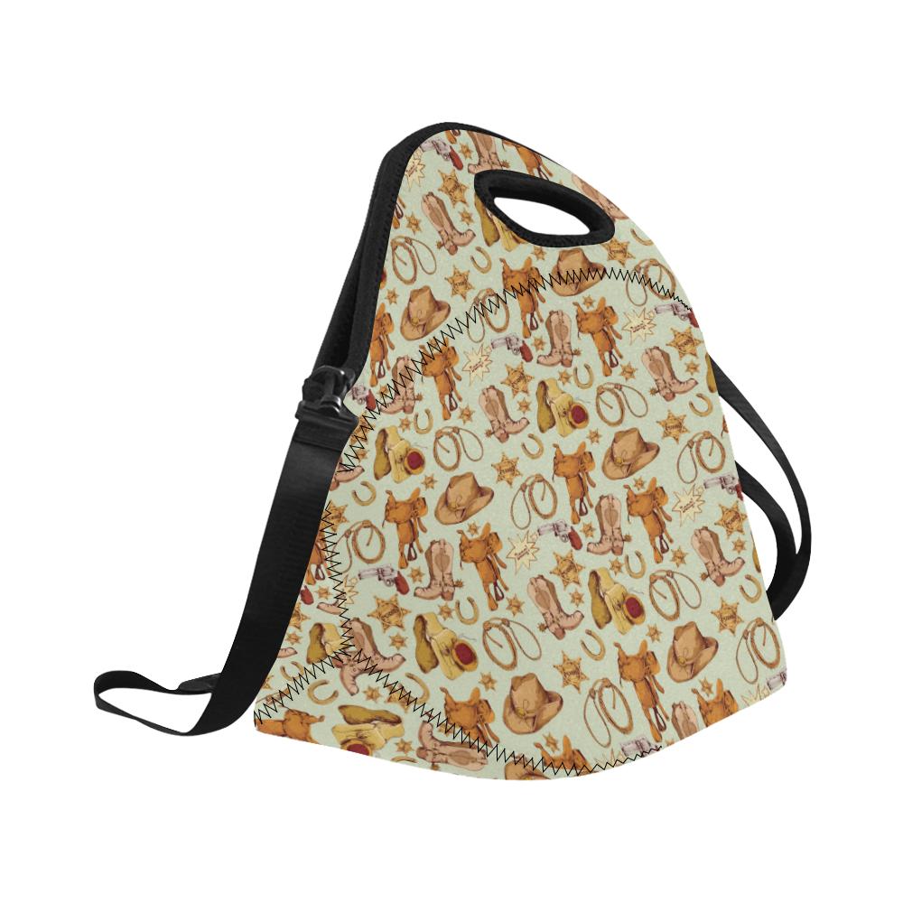 Western Cowboy Design Pattern Neoprene Lunch Bag (Model 1669)(Large)-JTAMIGO.COM