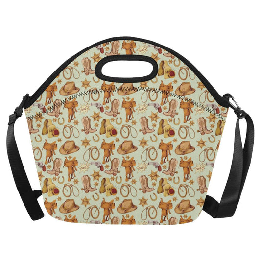 Western Cowboy Design Pattern Neoprene Lunch Bag (Model 1669)(Large)-JTAMIGO.COM