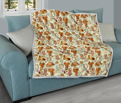 Western Cowboy Design Pattern Premium Quilt-JTAMIGO.COM