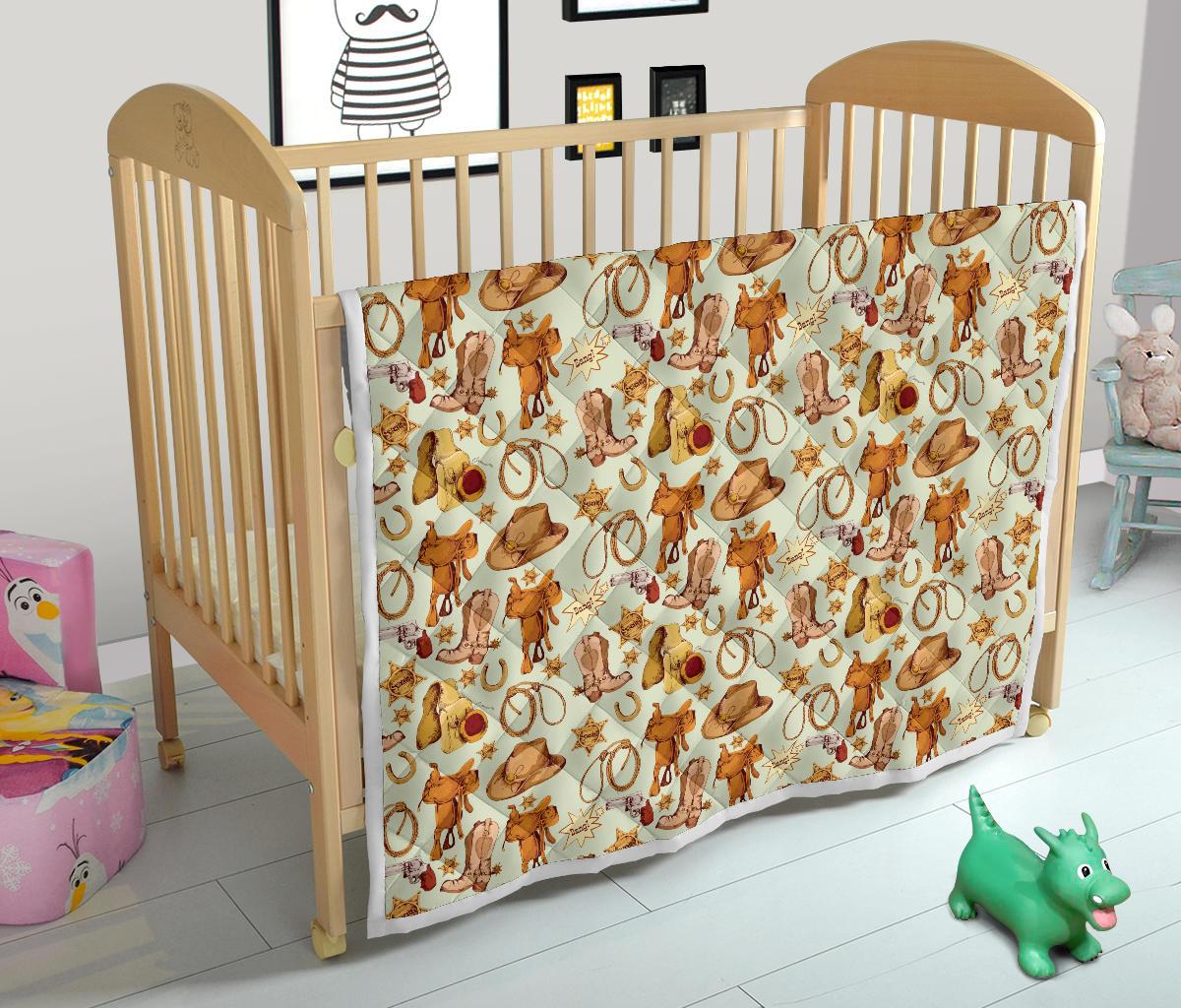 Western Cowboy Design Pattern Premium Quilt-JTAMIGO.COM
