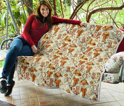 Western Cowboy Design Pattern Premium Quilt-JTAMIGO.COM