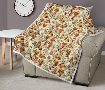 Western Cowboy Design Pattern Premium Quilt-JTAMIGO.COM