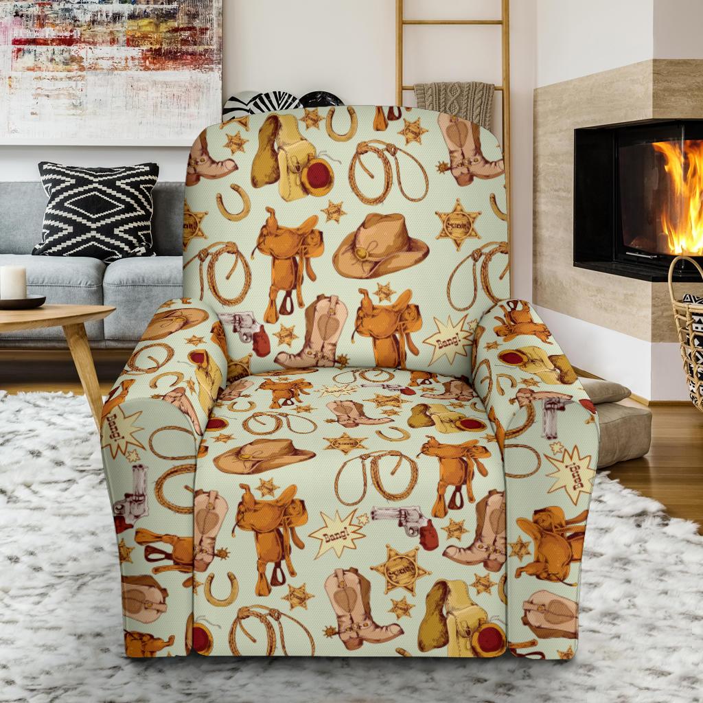 Western Cowboy Design Pattern Single Sofa Slipcover -JTAMIGO.COM