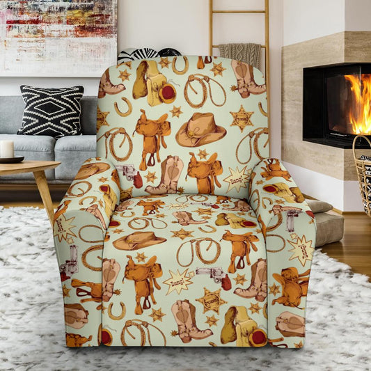 Western Cowboy Design Pattern Single Sofa Slipcover -JTAMIGO.COM