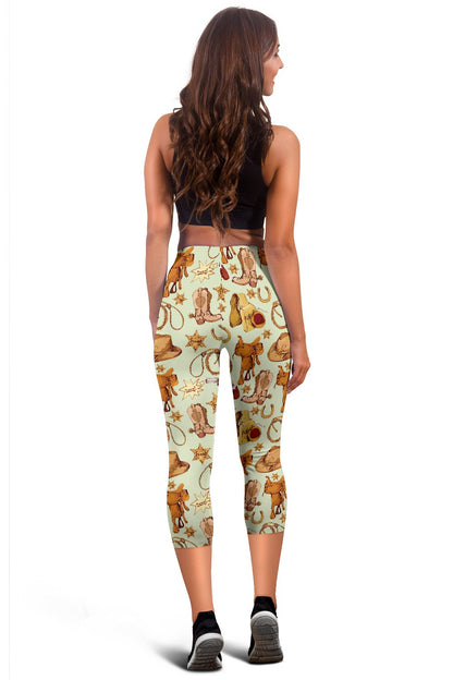 Western Cowboy Design Pattern Women Capris