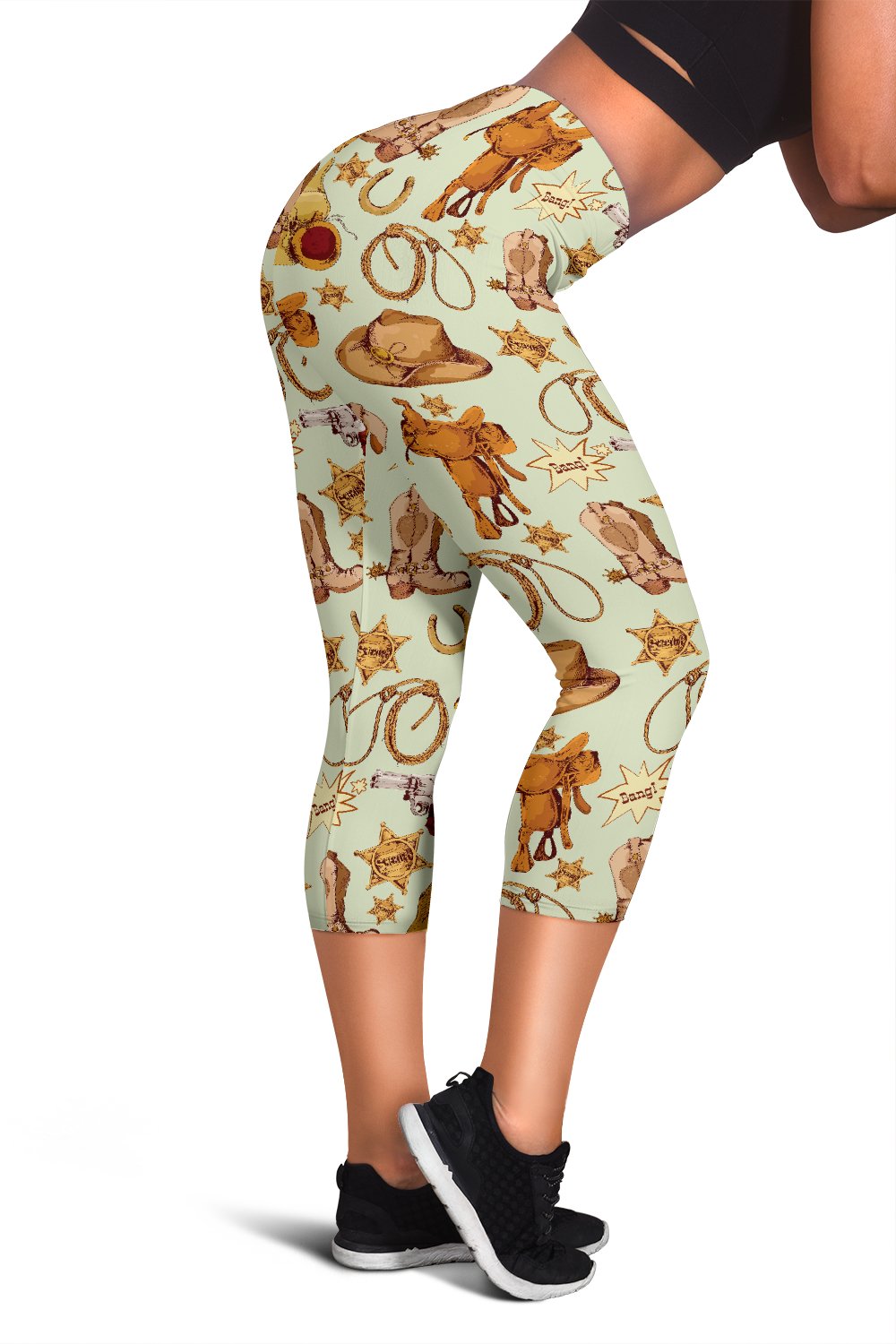 Western Cowboy Design Pattern Women Capris