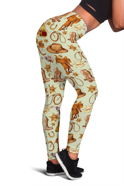 Western Cowboy Design Pattern Women Leggings