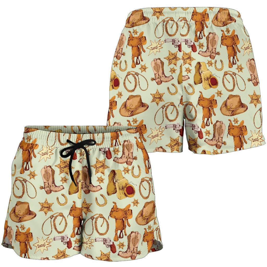 Western Cowboy Design Pattern Women Shorts-JTAMIGO.COM