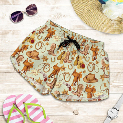 Western Cowboy Design Pattern Women Shorts-JTAMIGO.COM