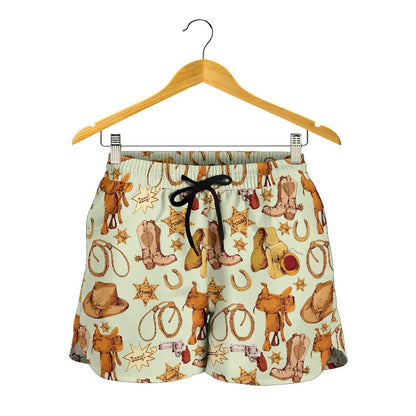 Western Cowboy Design Pattern Women Shorts-JTAMIGO.COM