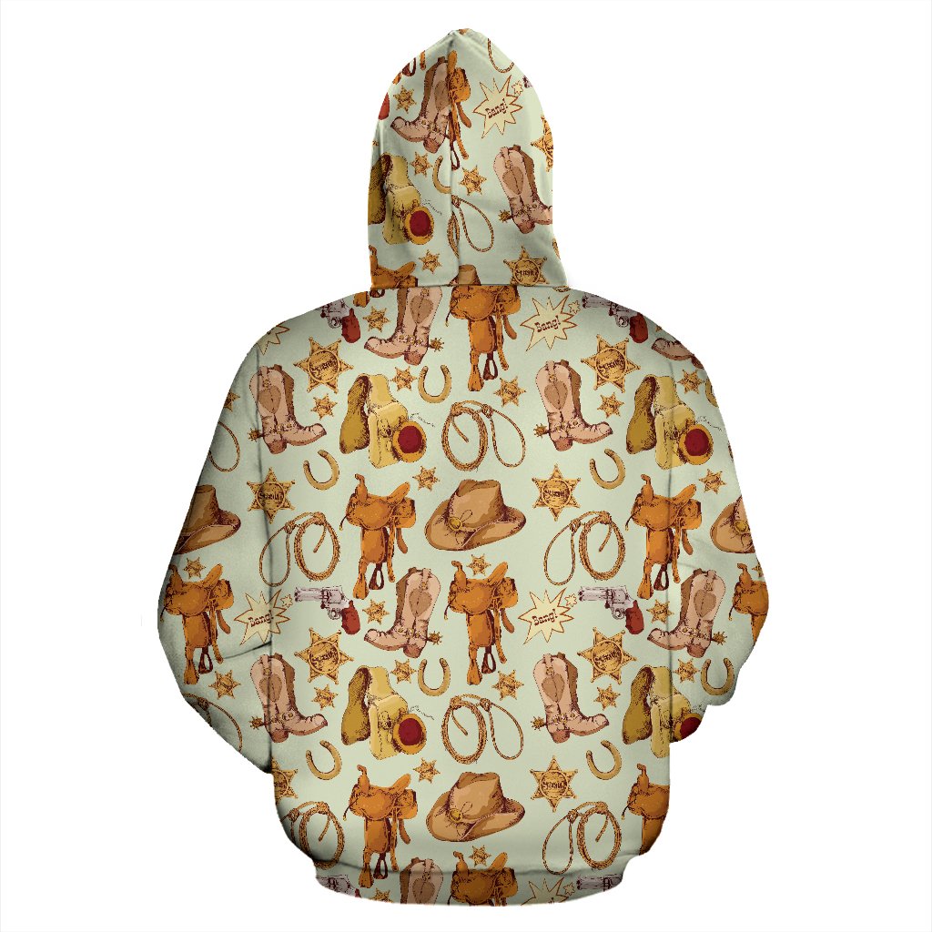 Western Cowboy Design Pattern Zip Up Hoodie