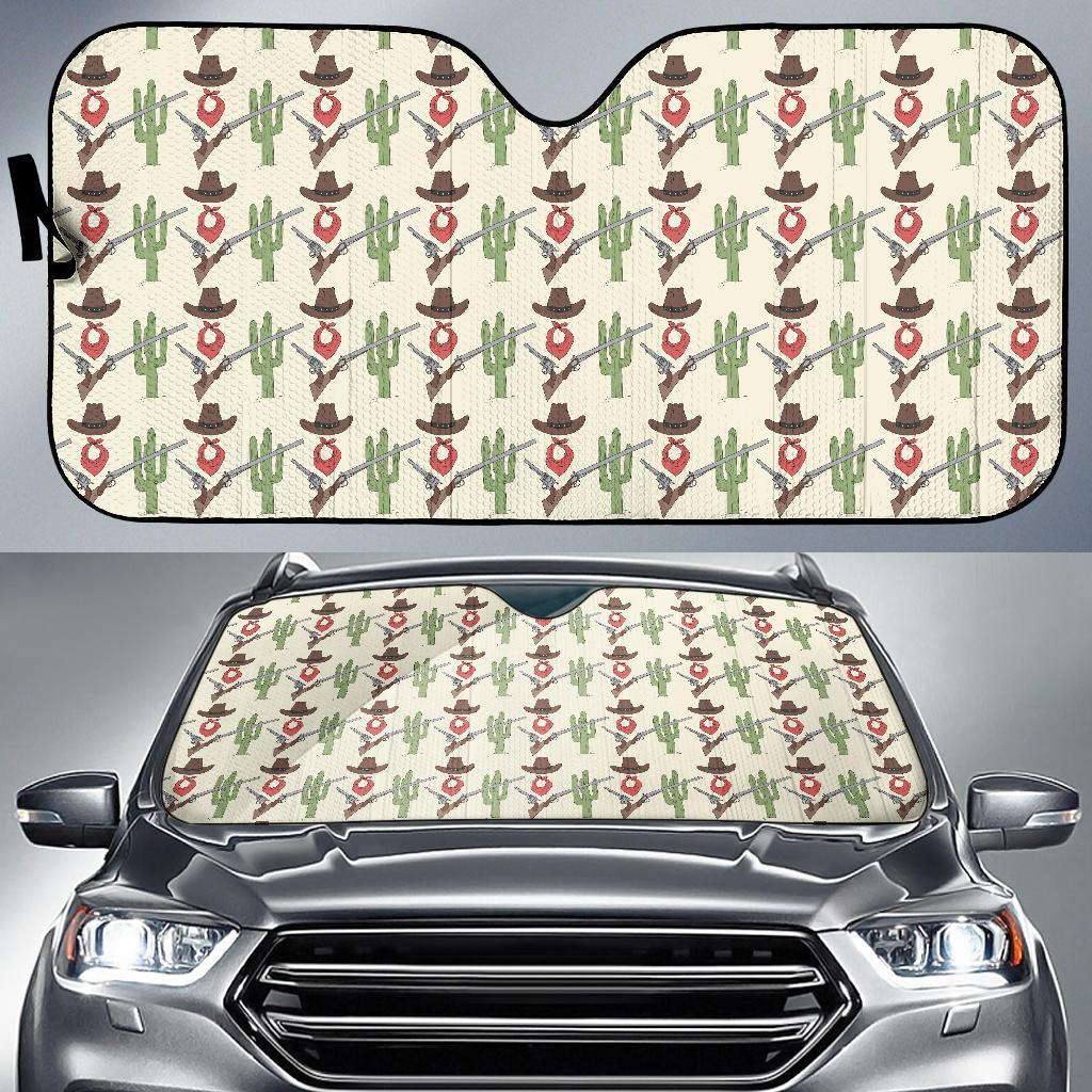 Western Cowboy Print Car Sun Shade For Windshield