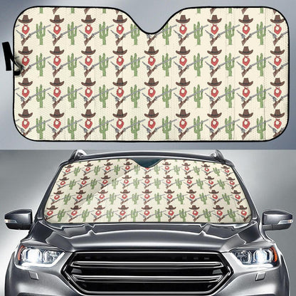 Western Cowboy Print Car Sun Shade For Windshield