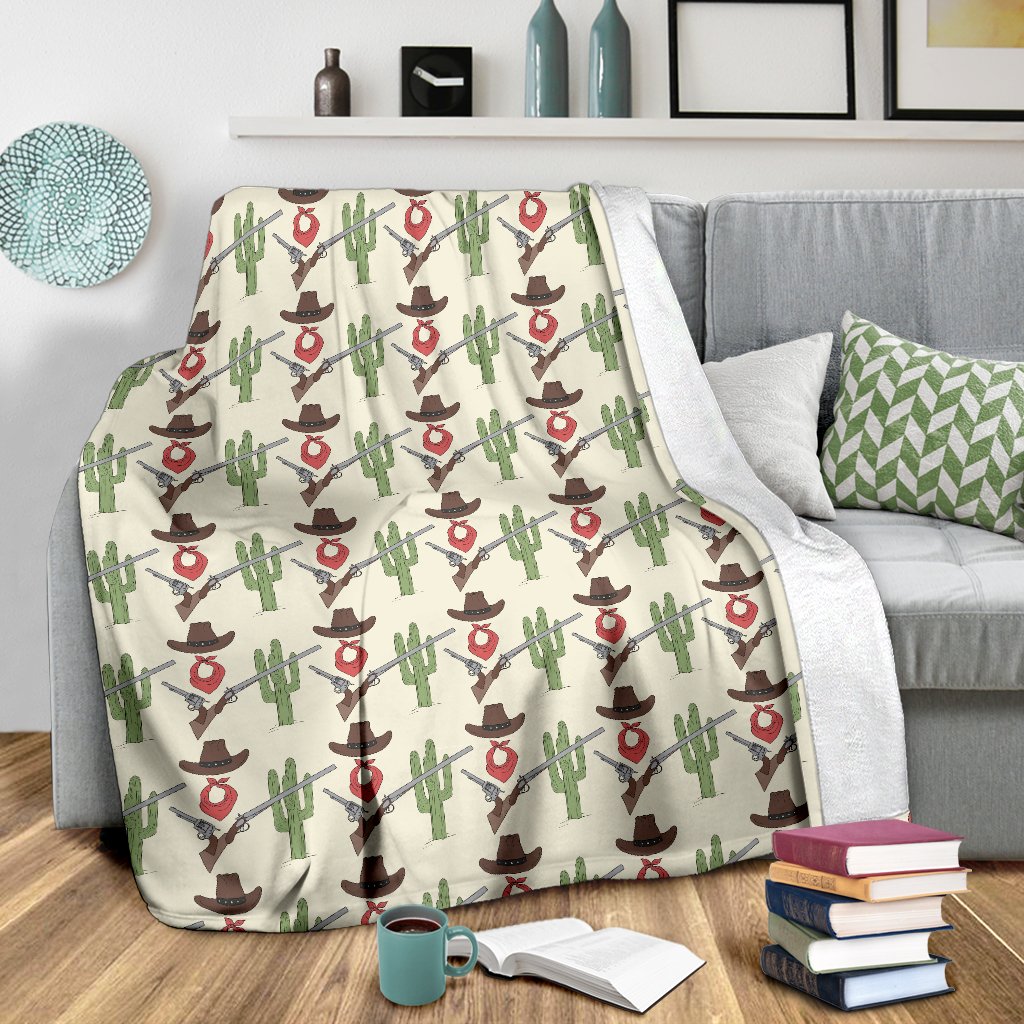 Western Cowboy Print Fleece Blanket