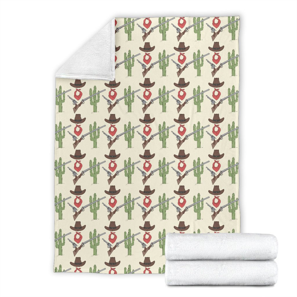 Western Cowboy Print Fleece Blanket