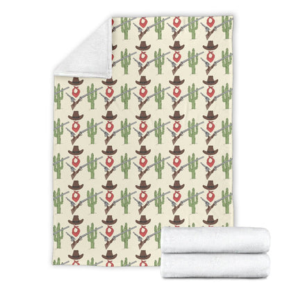 Western Cowboy Print Fleece Blanket