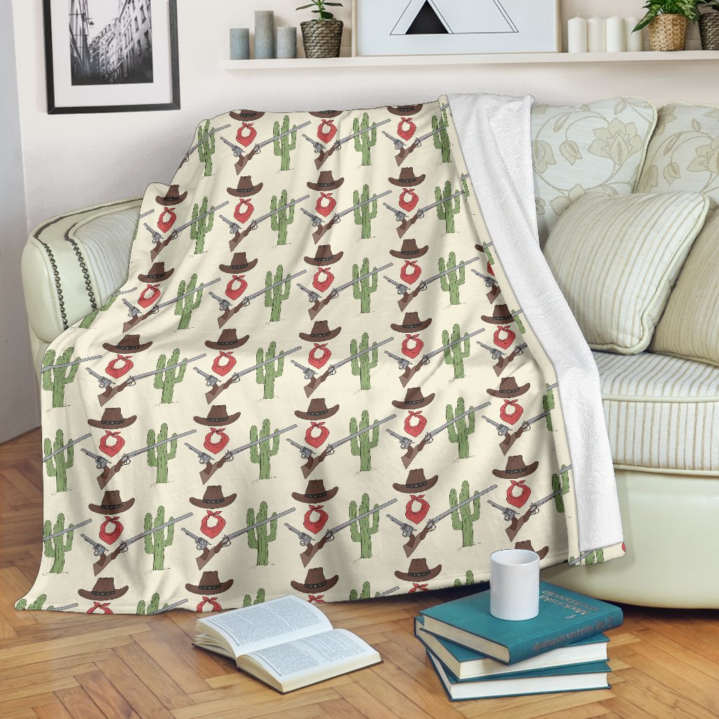 Western Cowboy Print Fleece Blanket