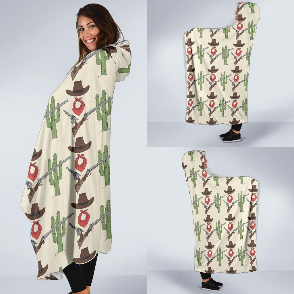 Western Cowboy Print Hooded Blanket-JTAMIGO.COM