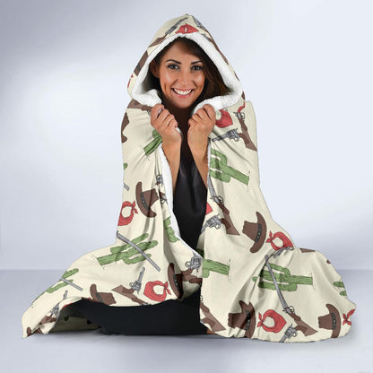 Western Cowboy Print Hooded Blanket-JTAMIGO.COM