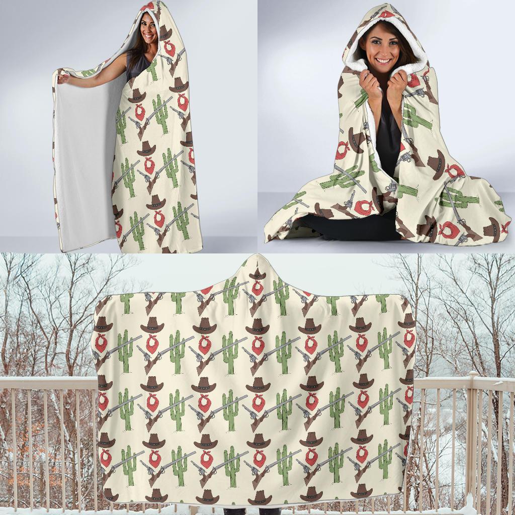 Western Cowboy Print Hooded Blanket-JTAMIGO.COM