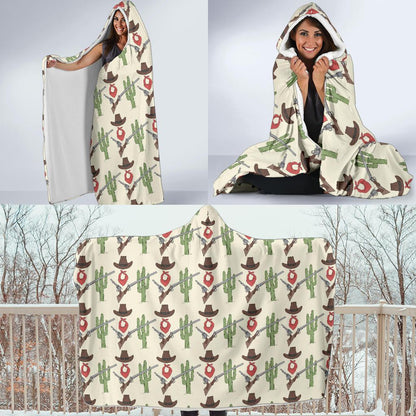 Western Cowboy Print Hooded Blanket-JTAMIGO.COM
