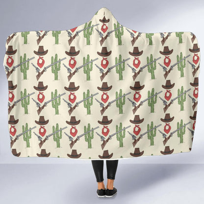 Western Cowboy Print Hooded Blanket-JTAMIGO.COM