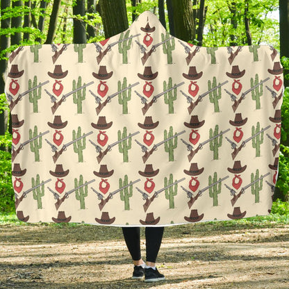 Western Cowboy Print Hooded Blanket-JTAMIGO.COM