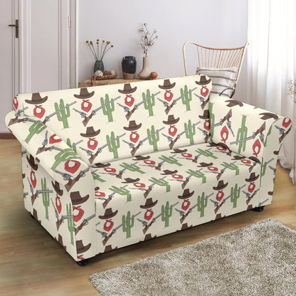 Western Cowboy Print Loveseat Slipcover-JTAMIGO.COM