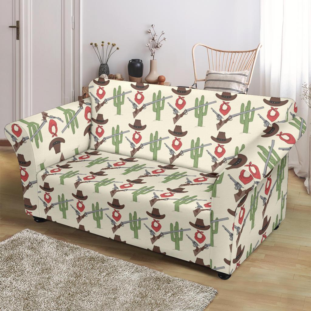 Western Cowboy Print Loveseat Slipcover-JTAMIGO.COM