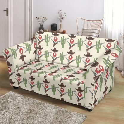 Western Cowboy Print Loveseat Slipcover-JTAMIGO.COM
