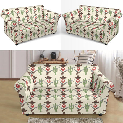 Western Cowboy Print Loveseat Slipcover-JTAMIGO.COM