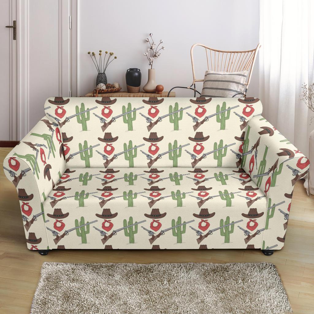 Western Cowboy Print Loveseat Slipcover-JTAMIGO.COM