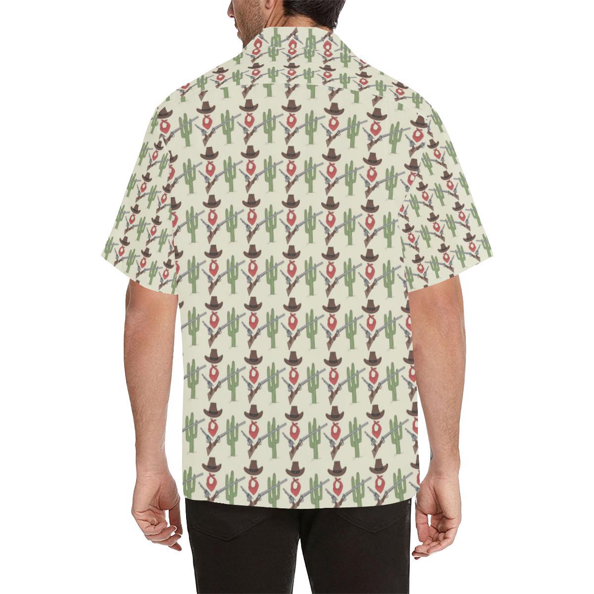 Western Cowboy Print Men Aloha Hawaiian Shirt