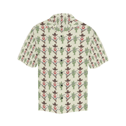 Western Cowboy Print Men Aloha Hawaiian Shirt