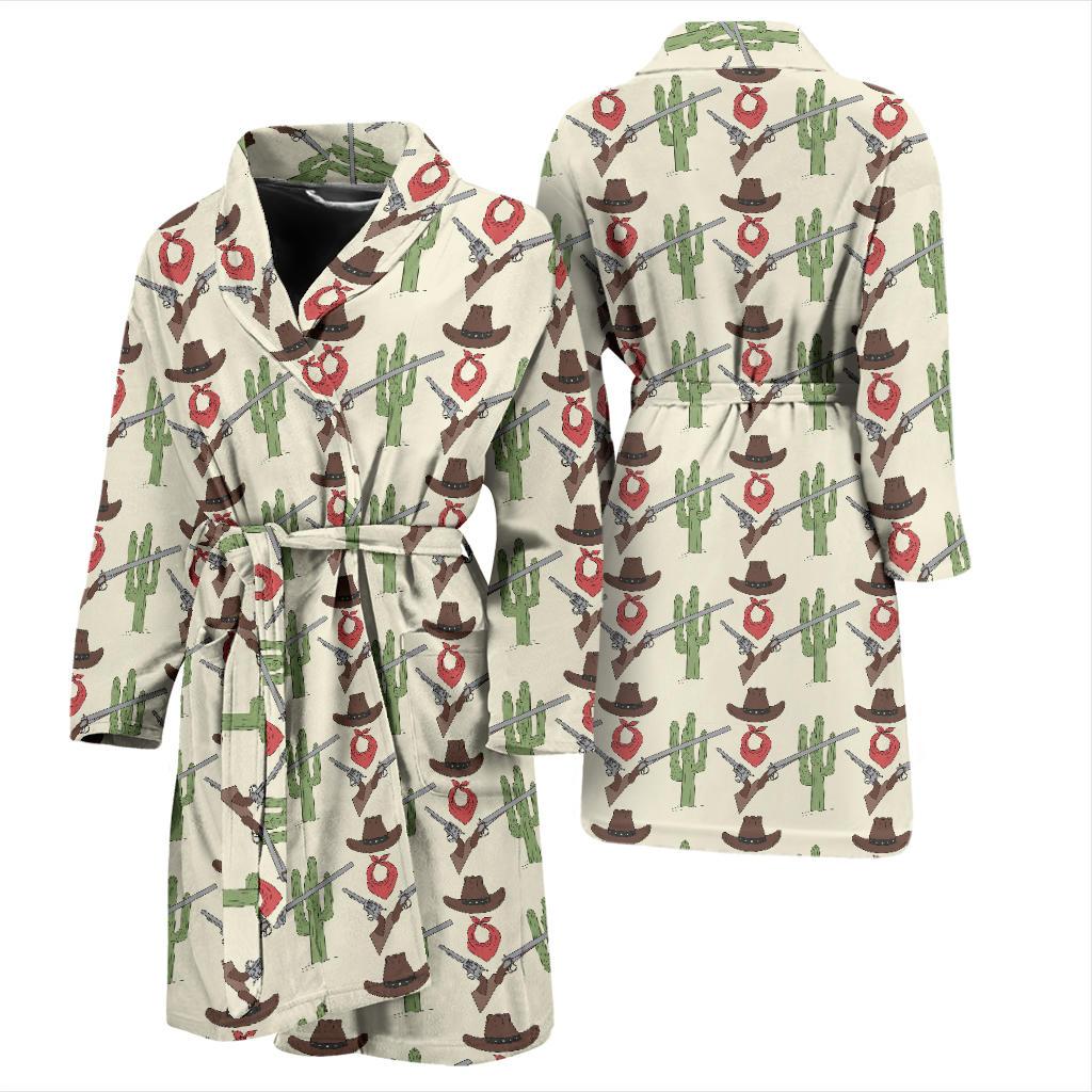 Western Cowboy Print Men Bath Robe-JTAMIGO.COM