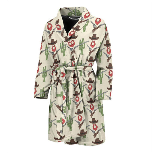Western Cowboy Print Men Bath Robe-JTAMIGO.COM