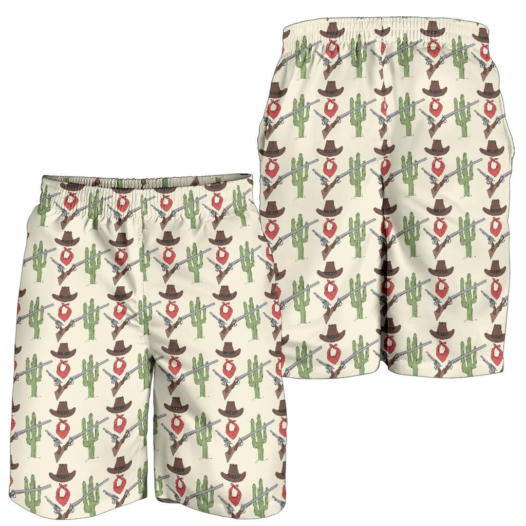 Western Cowboy Print Mens Shorts-JTAMIGO.COM
